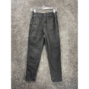 Vtg Lee Jeans Womens 6 Medium Charcoal Gray Relaxed-Fit Side Elastic Tapered Leg